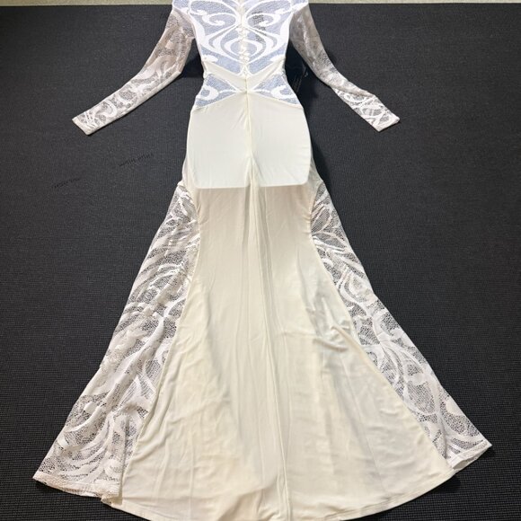 Brand New W/T Bebe Petite Off White Long Sleeve Lace Gown – XXSP - Picture 12 of 12
